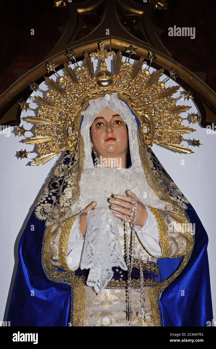 Statue of Mary inside Santa Maria church, Albox, Almeria Province, Andalucia, Spain, Europe Stock Photo