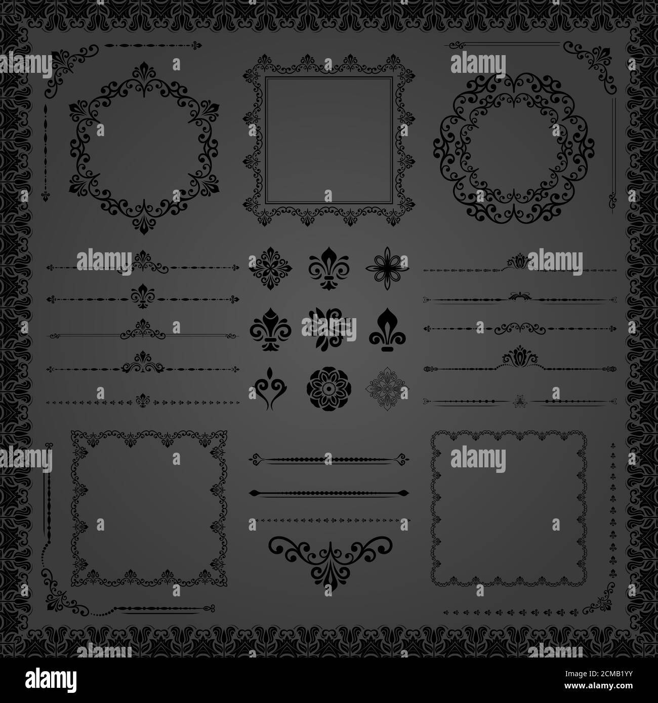 Vintage Set of Horizontal, Square and Round Elements Stock Photo - Alamy