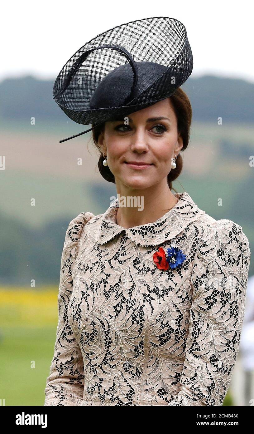 Catherine, Britain's Duchess of Cambridge, attends a commemoration event at the Thiepval memorial to mark the 100th anniversary of the Battle of the Somme in Thiepval, northern France July 1, 2016.  REUTERS/Phil Noble Stock Photo
