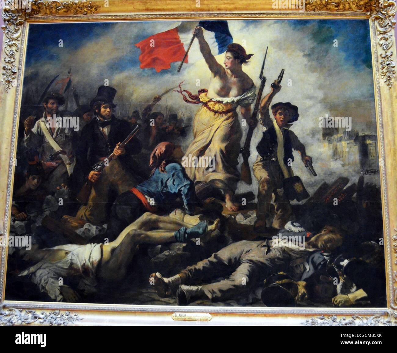 La liberté qui guide le peuple Eugène Delacroix, edx70 tableau imprimé sur toile, beaux-art, assemblé prêt à accrocher 100 x 80 cm