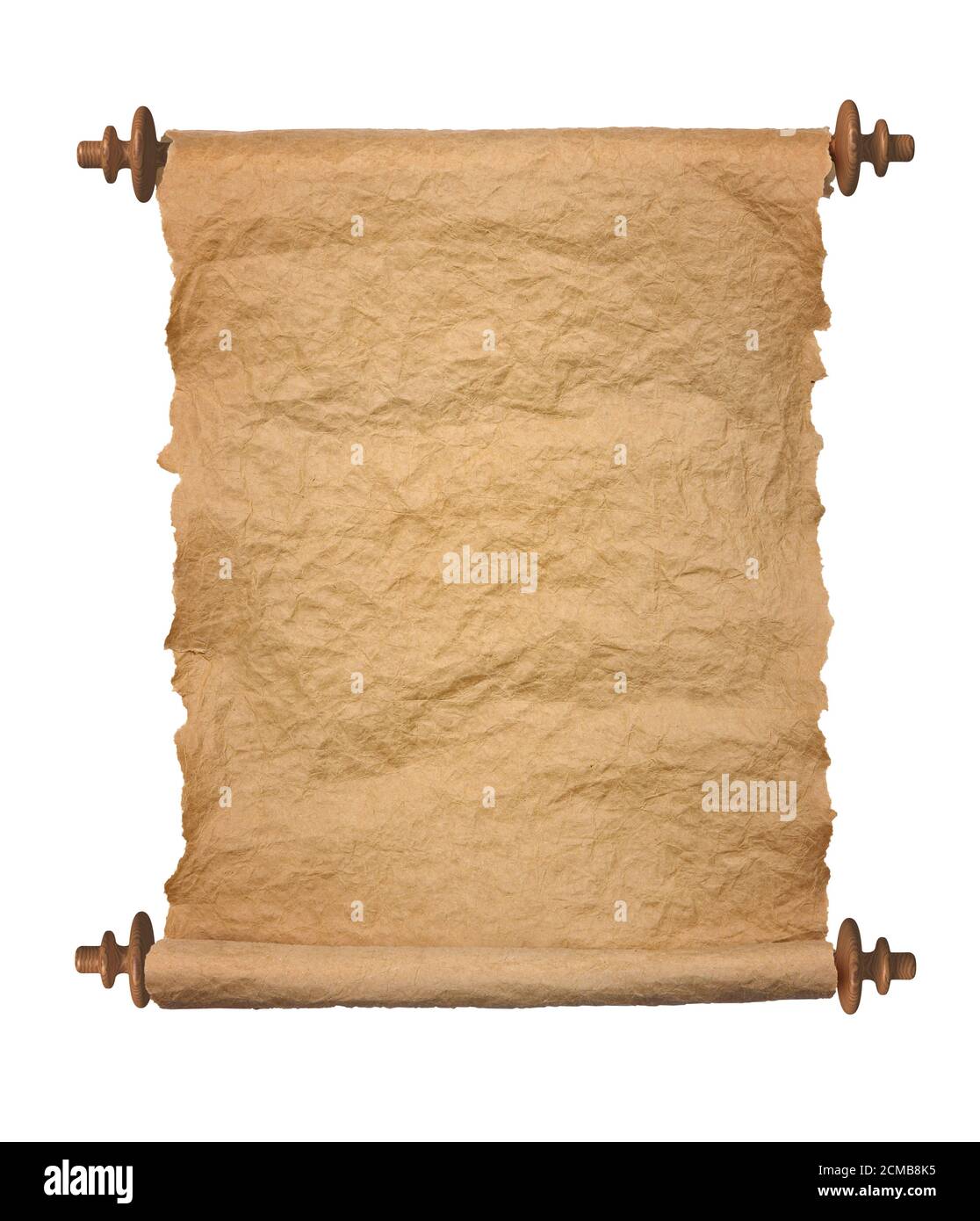 Old rolled blank parchment paper roll on white background Stock Photo -  Alamy
