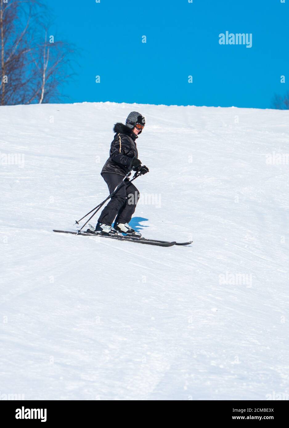 woman skiing Stock Photo