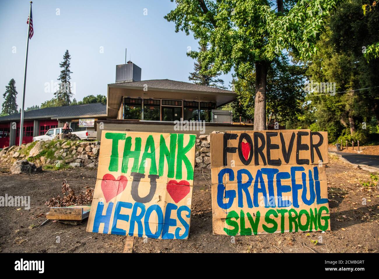 Ben Lomond, California, USA. 16th Sep, 2020. Signs displayed outside