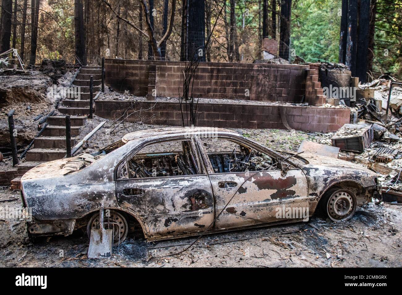 Ben Lomond, California, USA. 16th Sep, 2020. A general view of a burned