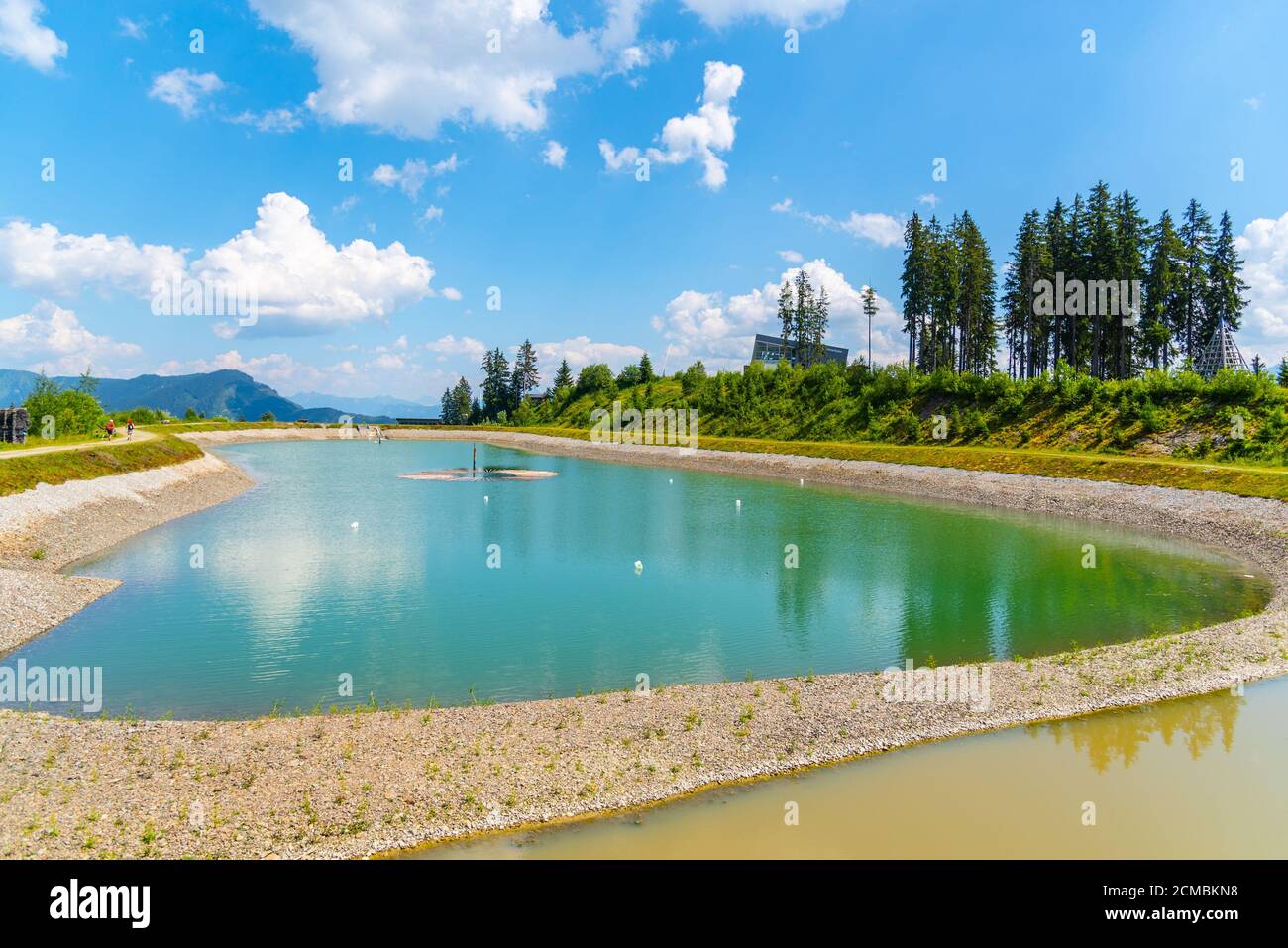 Water reservoir at Glocknerhaus near Zell am See, Austrian Alps, Austria Stock Photo
