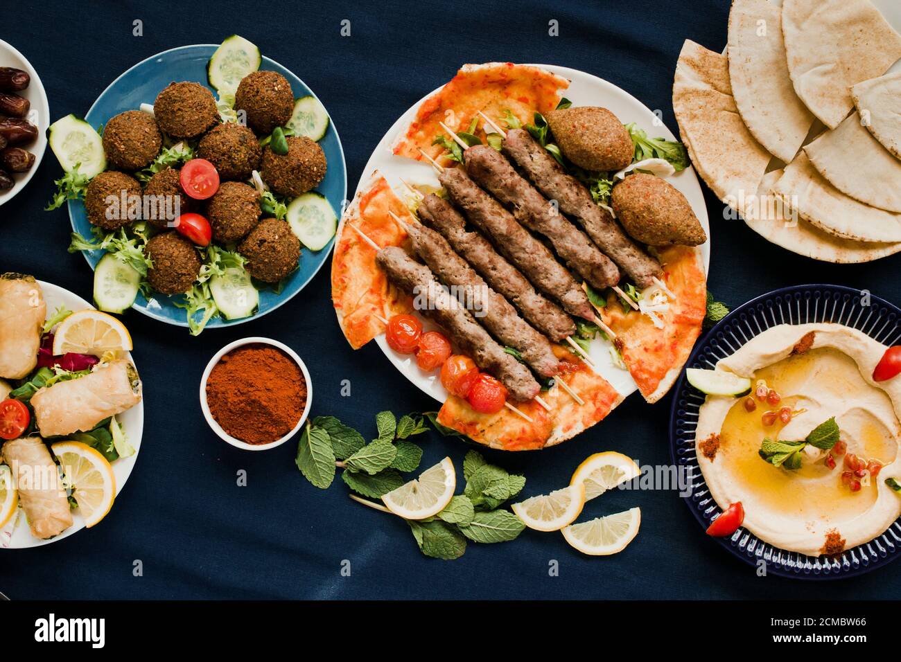 Middle Eastern food: typical dishes Stock Photo