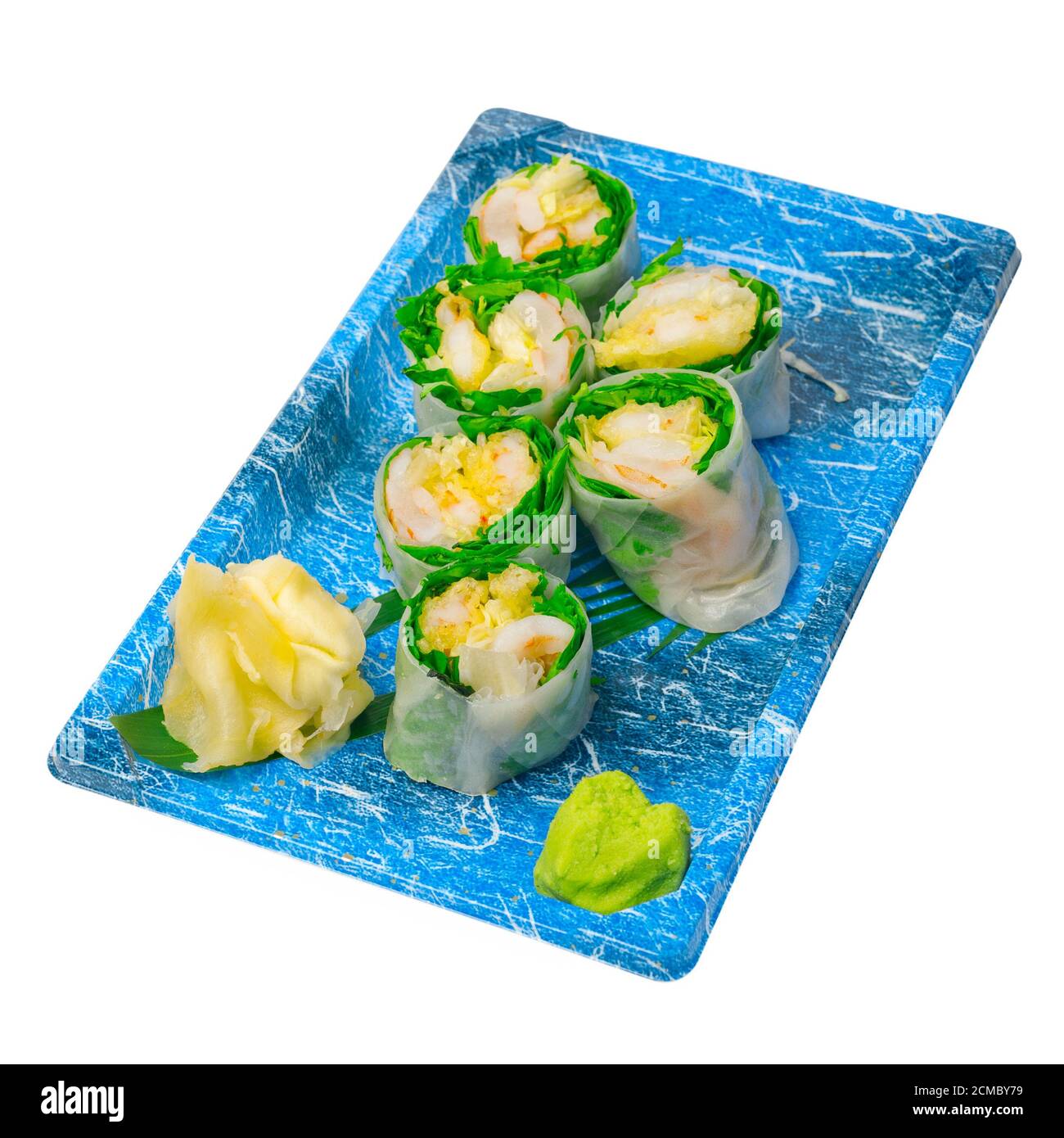 take away sushi express on plastic tray Stock Photo