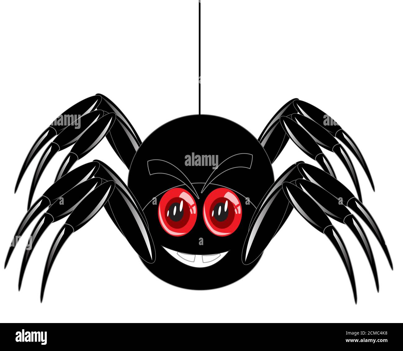 Cartoon of the spider on white Stock Photo