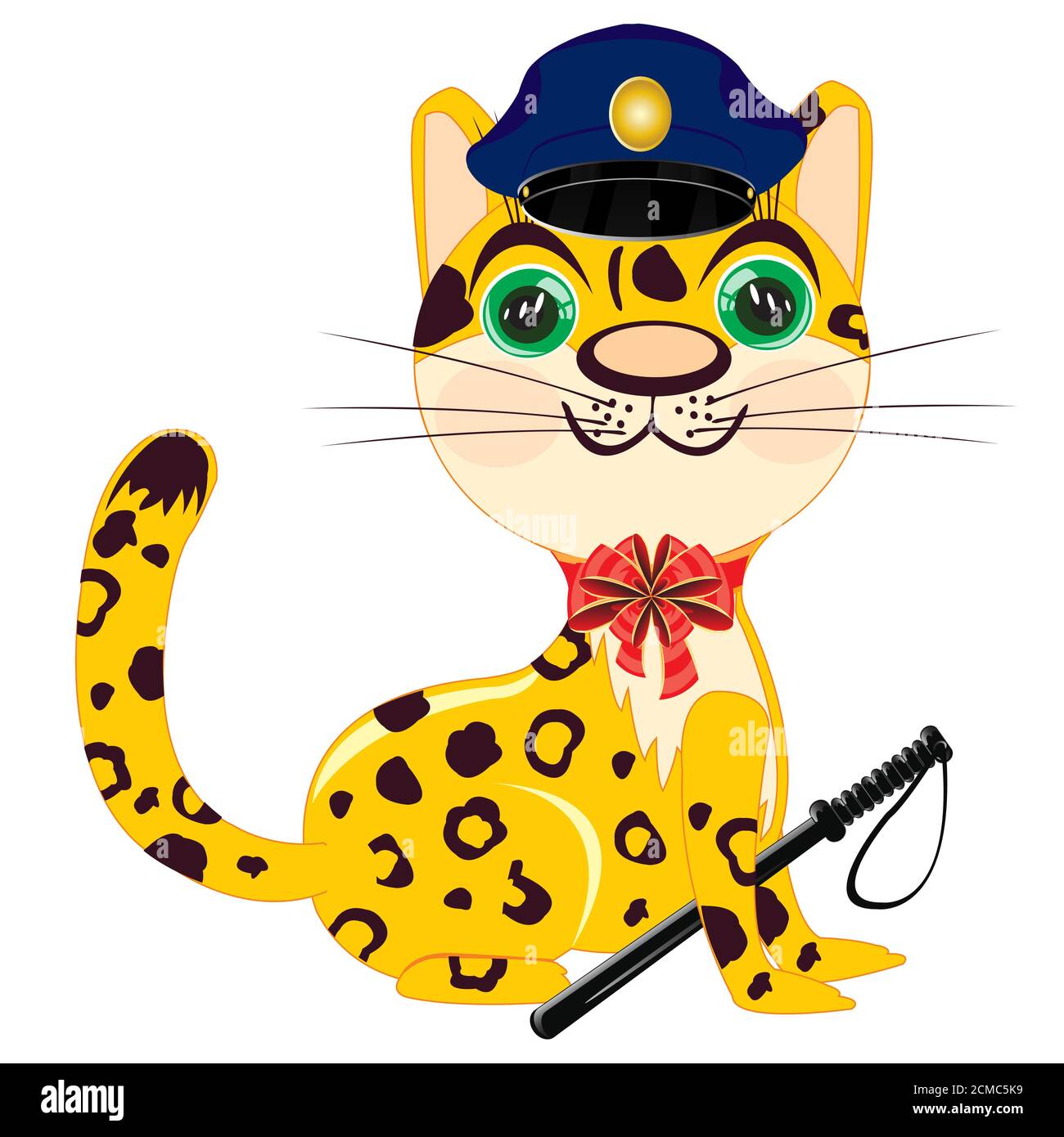 Cartoon animal leopard police Stock Photo