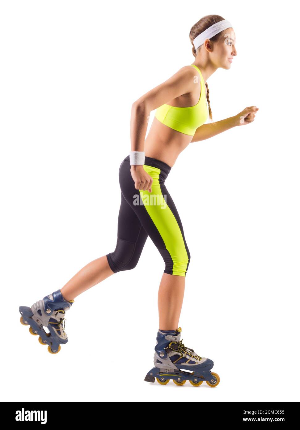 Roller skating young girl isolated Stock Photo