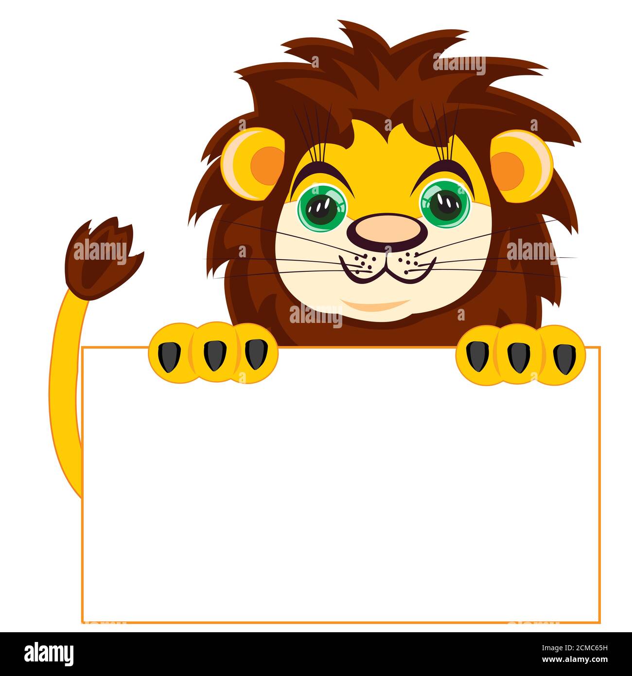 Lion with poster Stock Photo