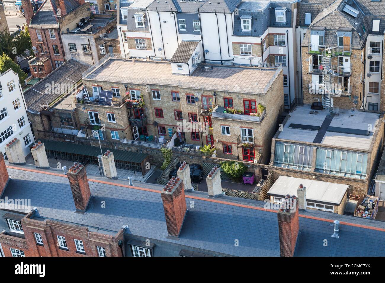A rooftop view of the houses and apartments in Bethnal Green,London