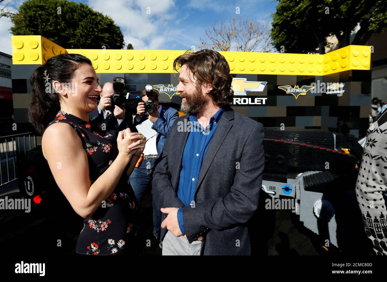 Cast members Jenny Slate and Zach Galifianakis attend the premiere of the  movie 