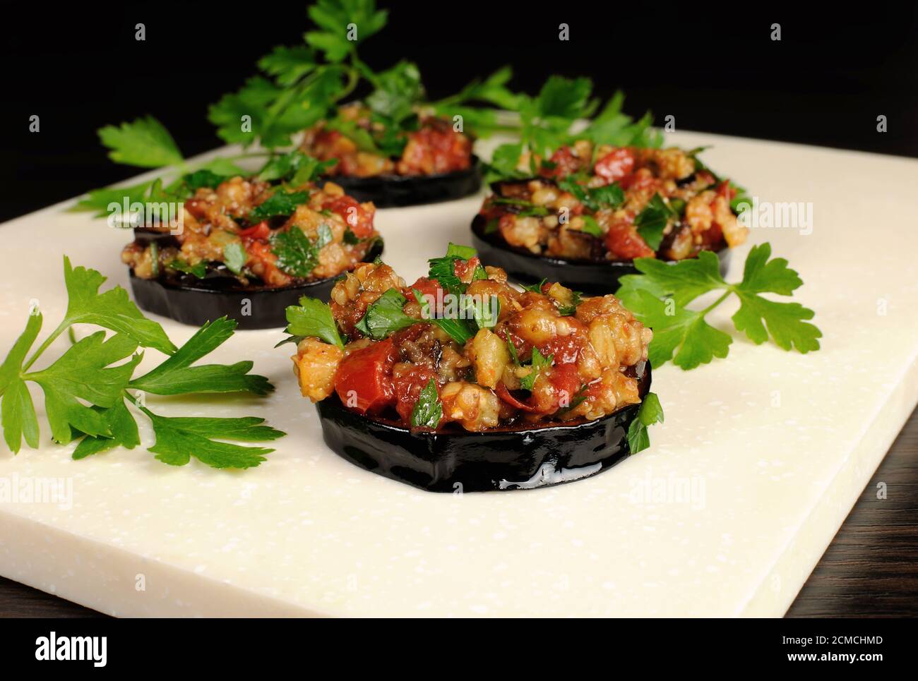 Appetizer of fried eggplant Stock Photo Alamy