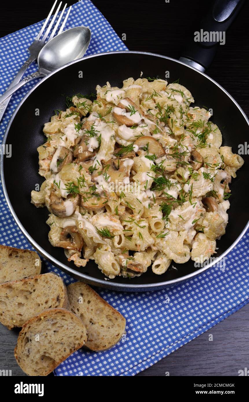 Pasta with mushroom sauce Stock Photo - Alamy