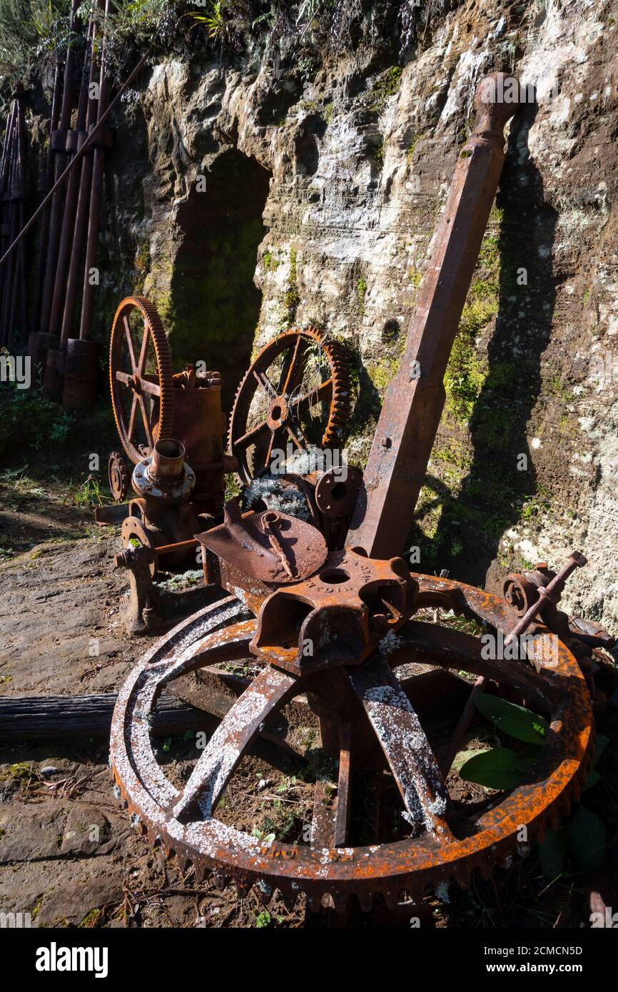 Gear wheels and other mining equipment at Mitchells Gully Gold Mine