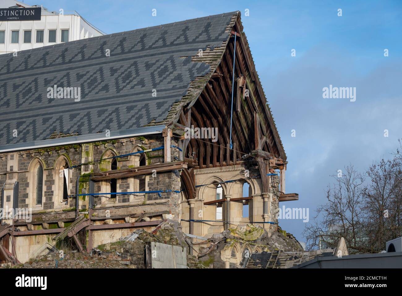 Earthquake damaged Cathedral, Christchurch, Canterbury, South Island, New Zealand Stock Photo
