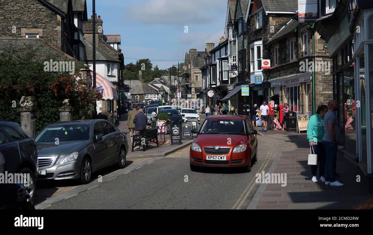 Centre of Windermere village in summer Stock Photo