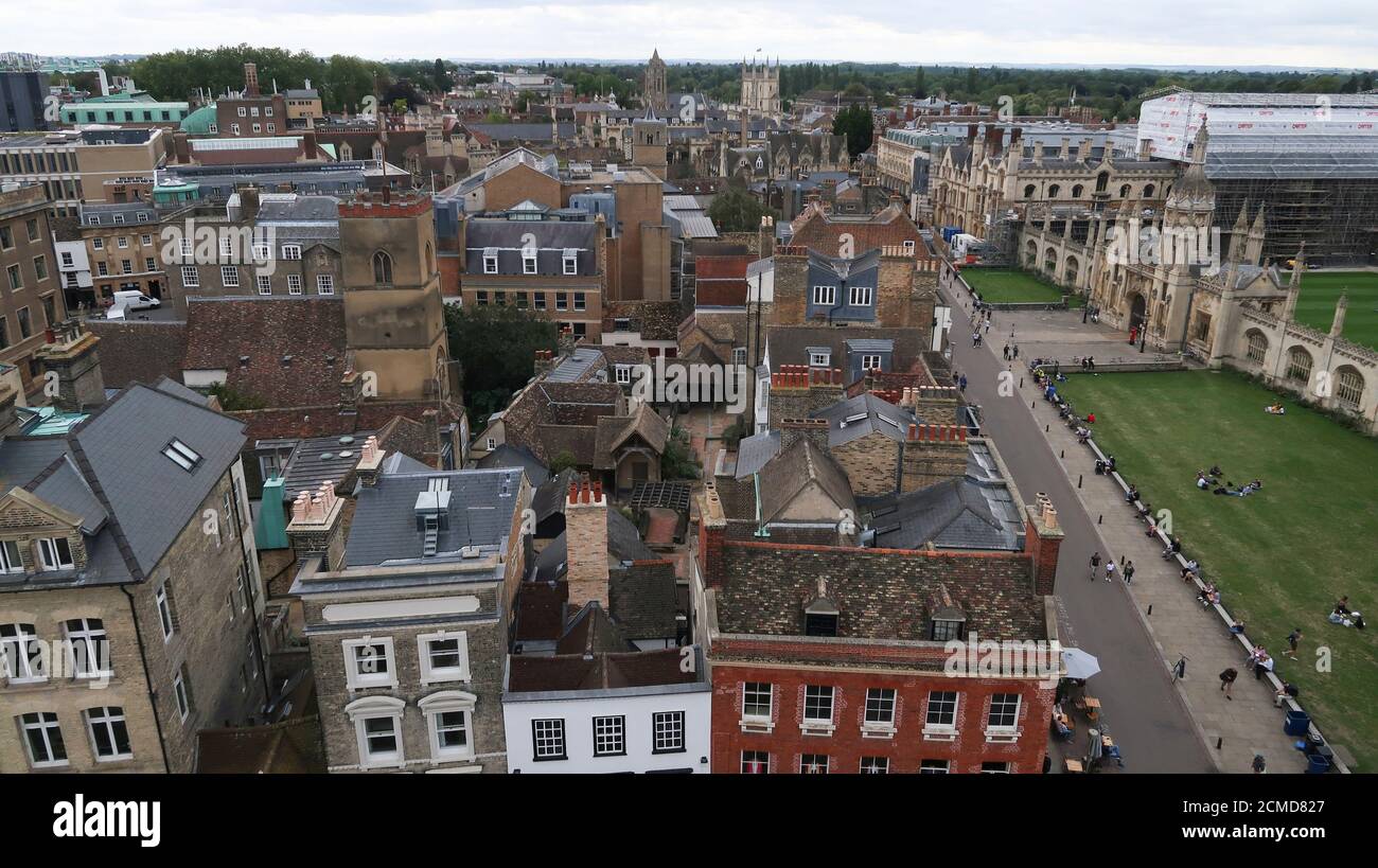 Looking South over Kings Parade Cambridge Stock Photo