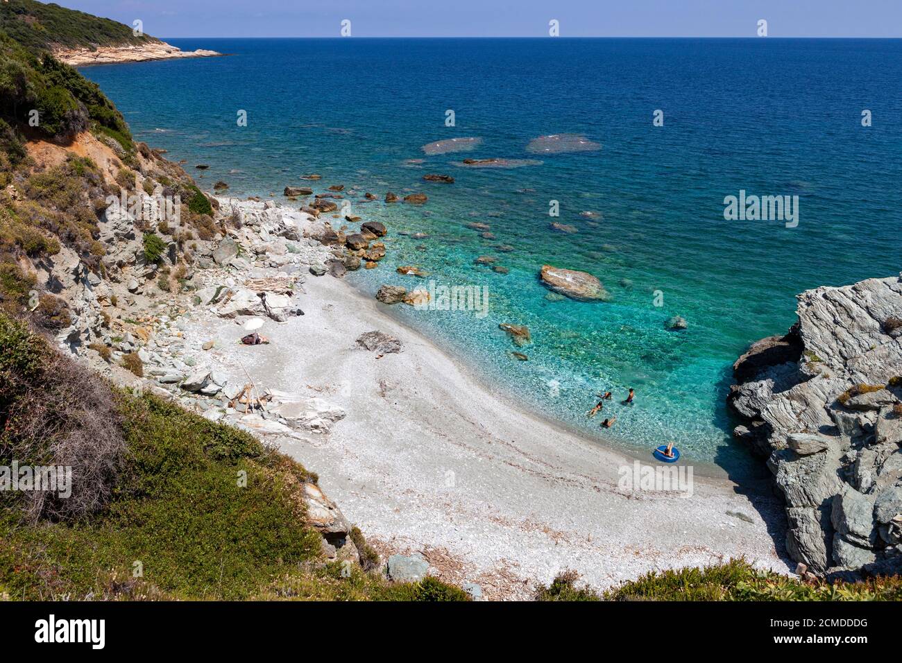 Beaches of Greece, Mourtias beach from above, near Promyri village, Pelion, Volos district, Greece Stock Photo