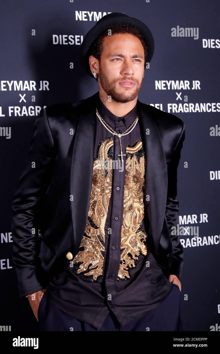 Soccer star Neymar poses at the launch of his new Diesel perfume fragrance  "Spirit Of The Brave" at a party in Paris, France, May 21, 2019.  REUTERS/Charles Platiau Stock Photo - Alamy