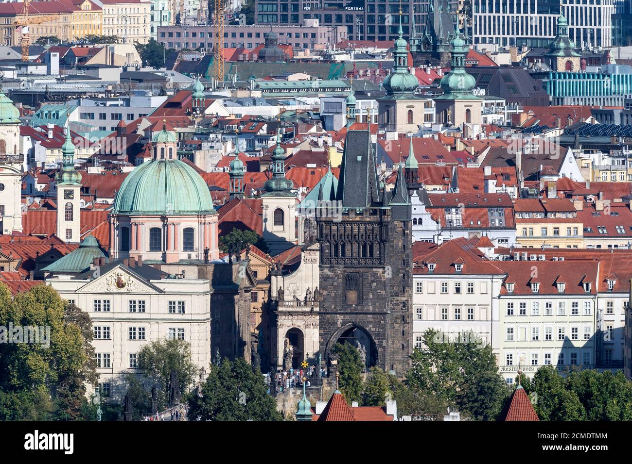 panoramic view of city center of Prague Stock Photo