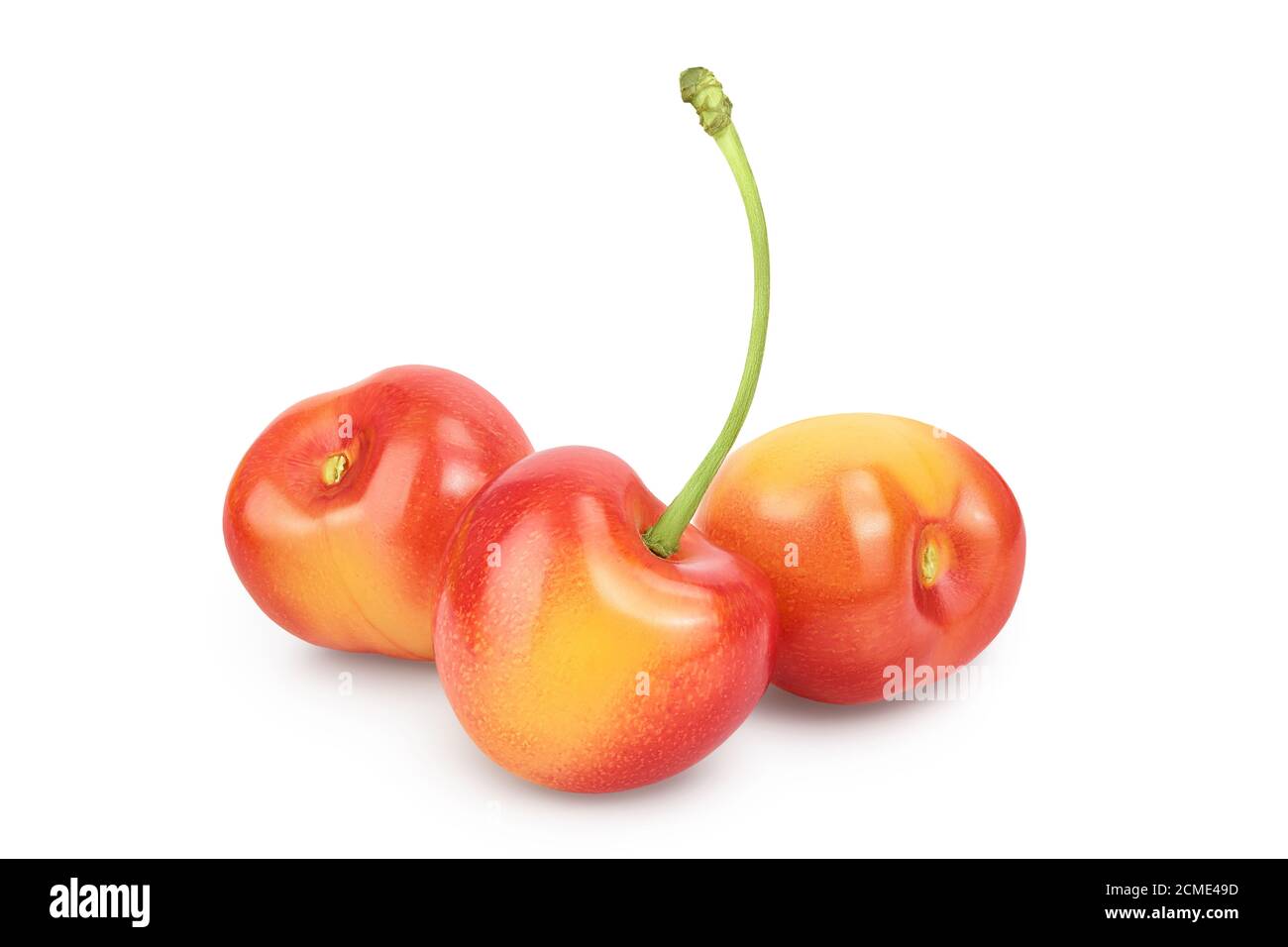 yellow-red sweet cherry isolated on white background with clipping path ...