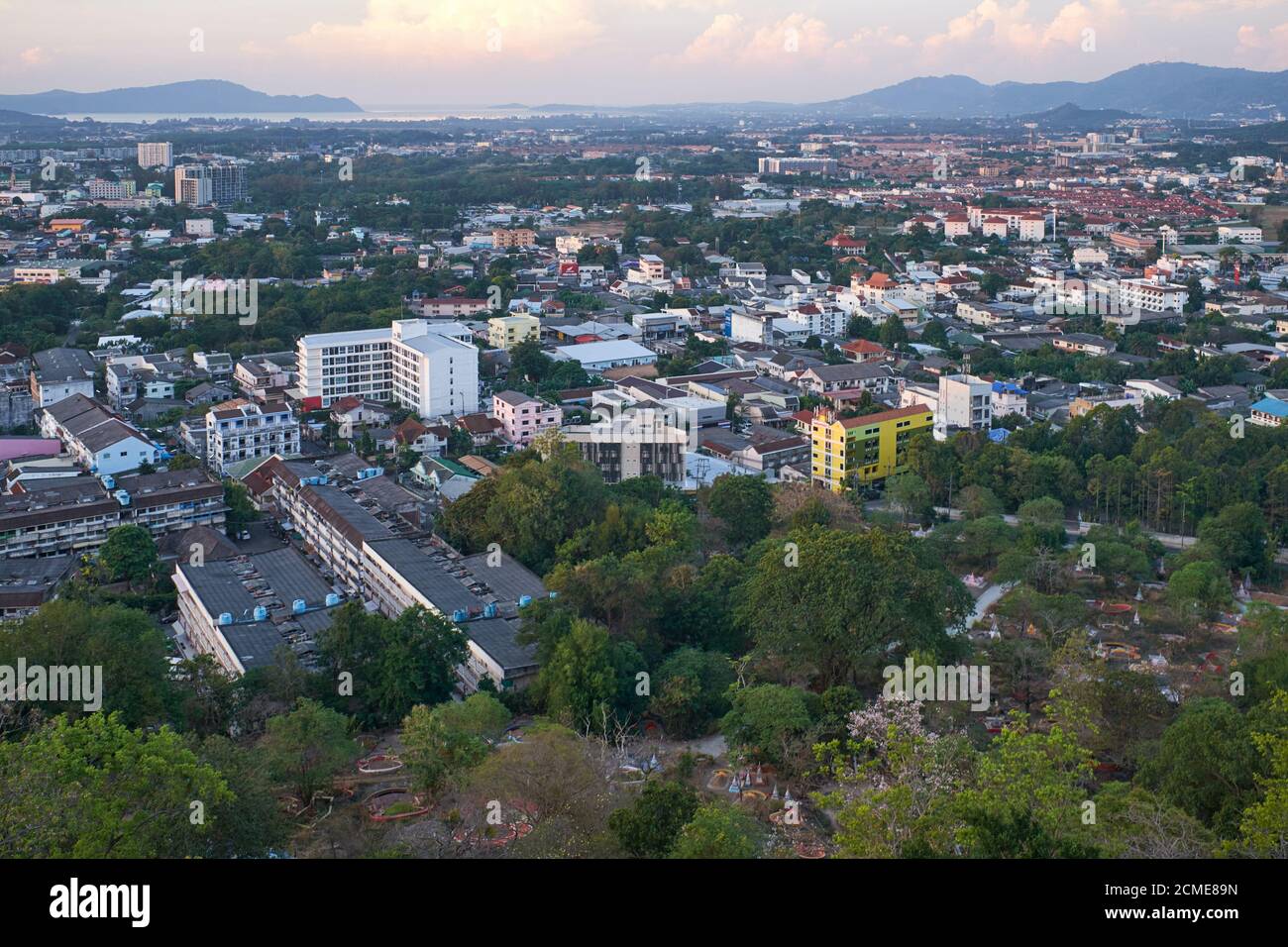 View from Khao Rang (hill) over Phuket Town, Phuket, Thailand Stock Photo