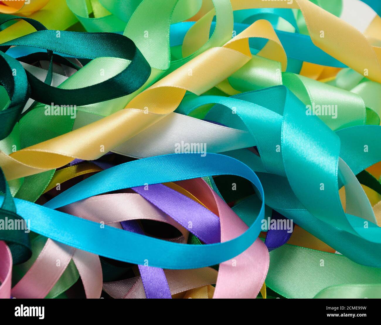 Multi-colored satin ribbons Stock Photo
