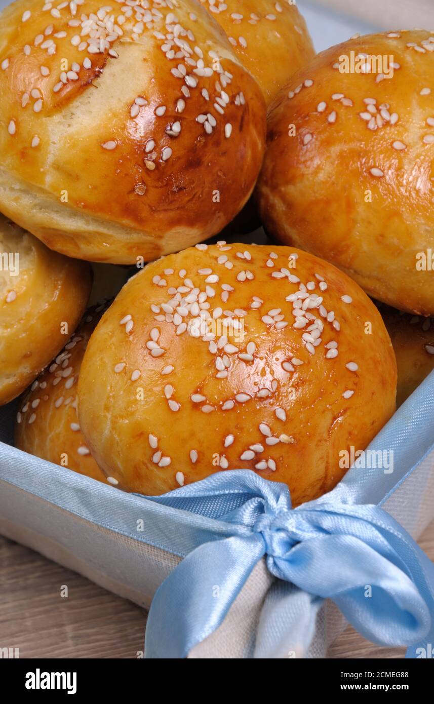 Buns with sesame seeds Stock Photo Alamy