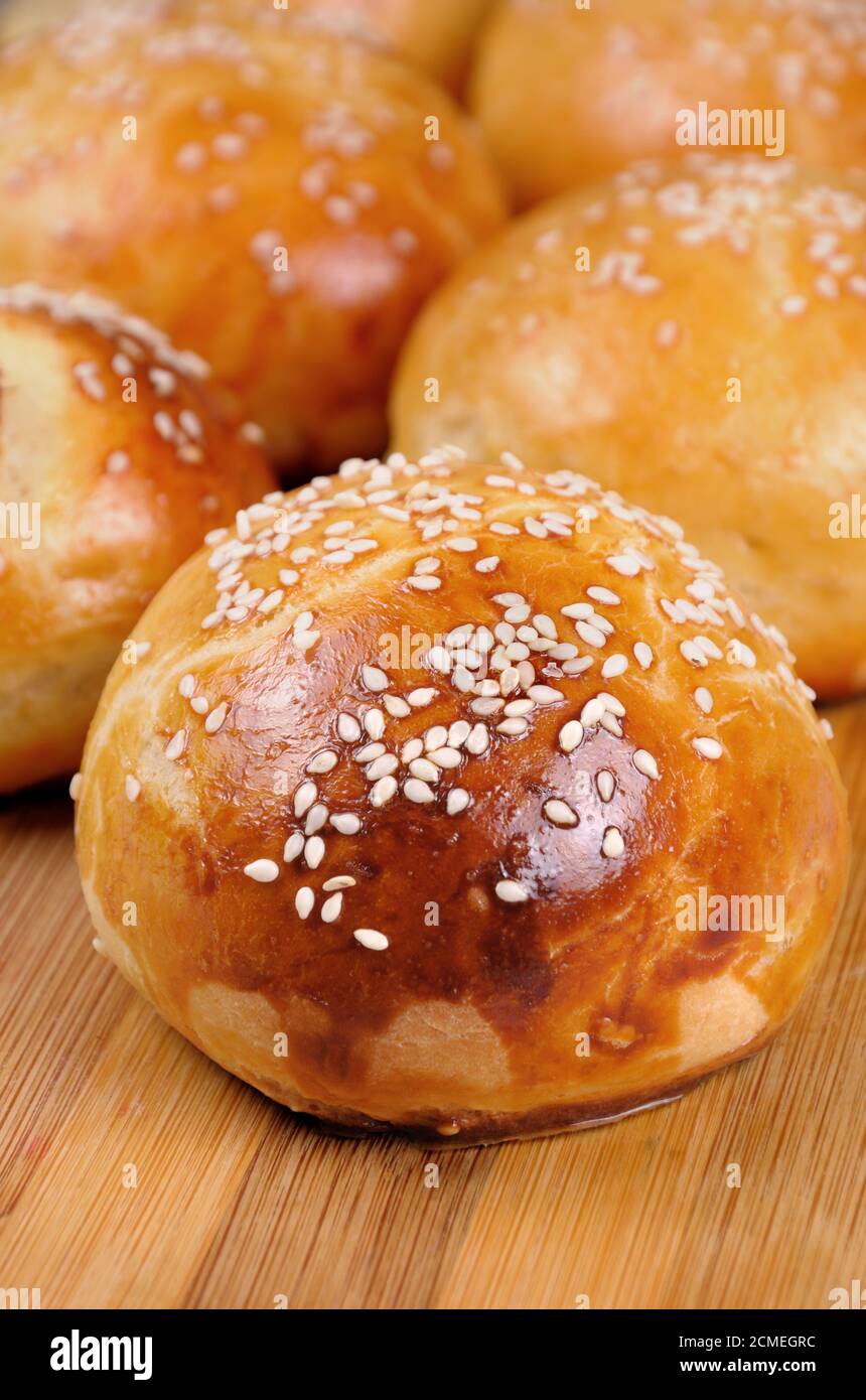 Buns with sesame seeds Stock Photo Alamy