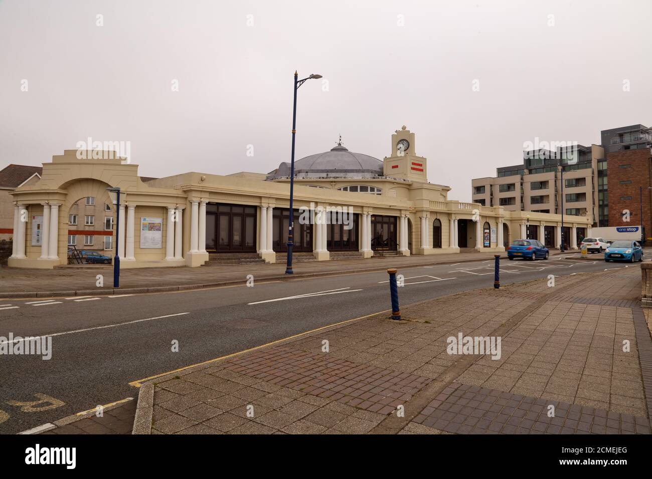 The Grand Pavilion in Porthcawl town centre situated on the main through road of this small but pretty coastline town in South Wales. Stock Photo