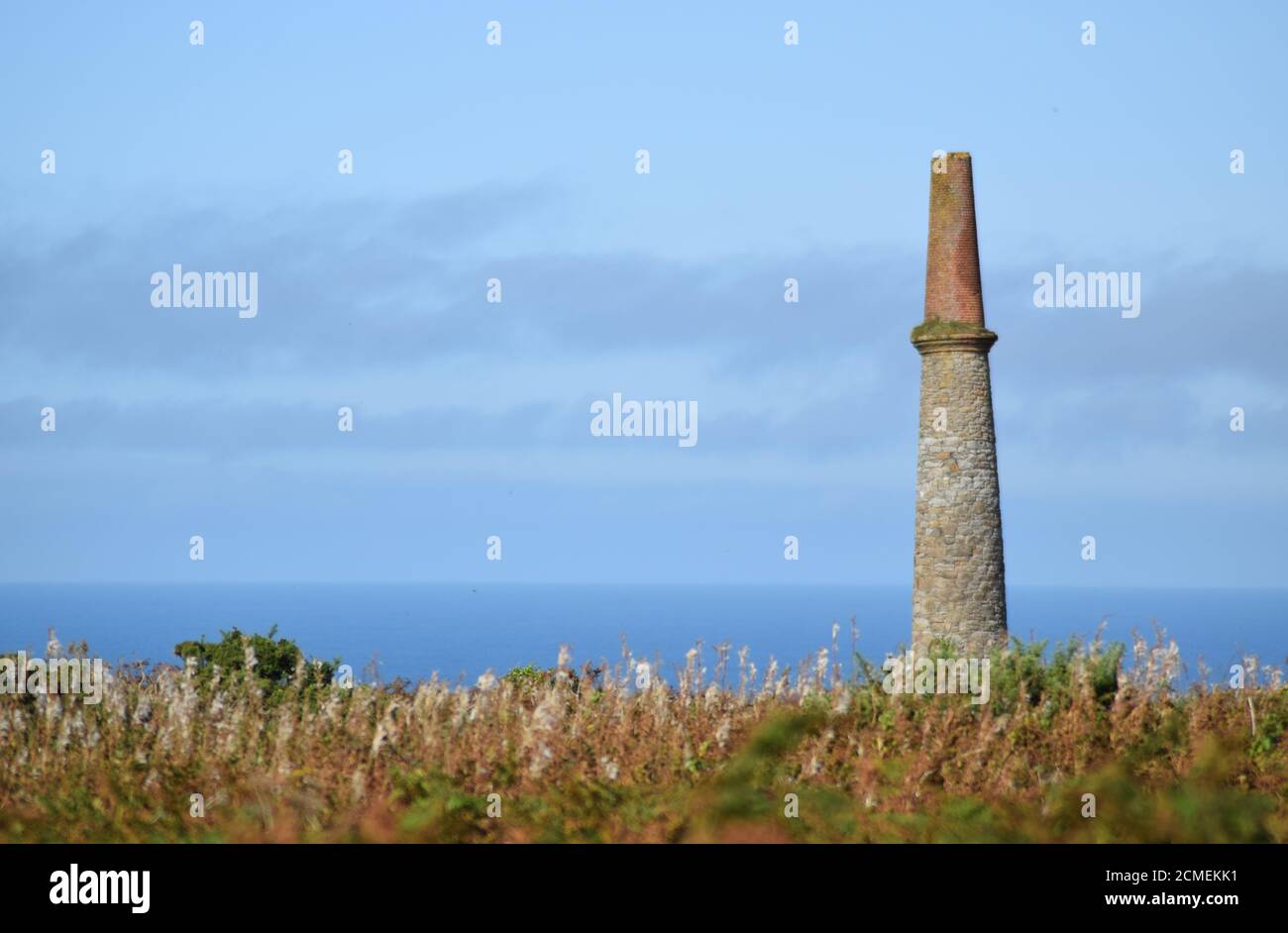 Coastal tin mine chimney Stock Photo