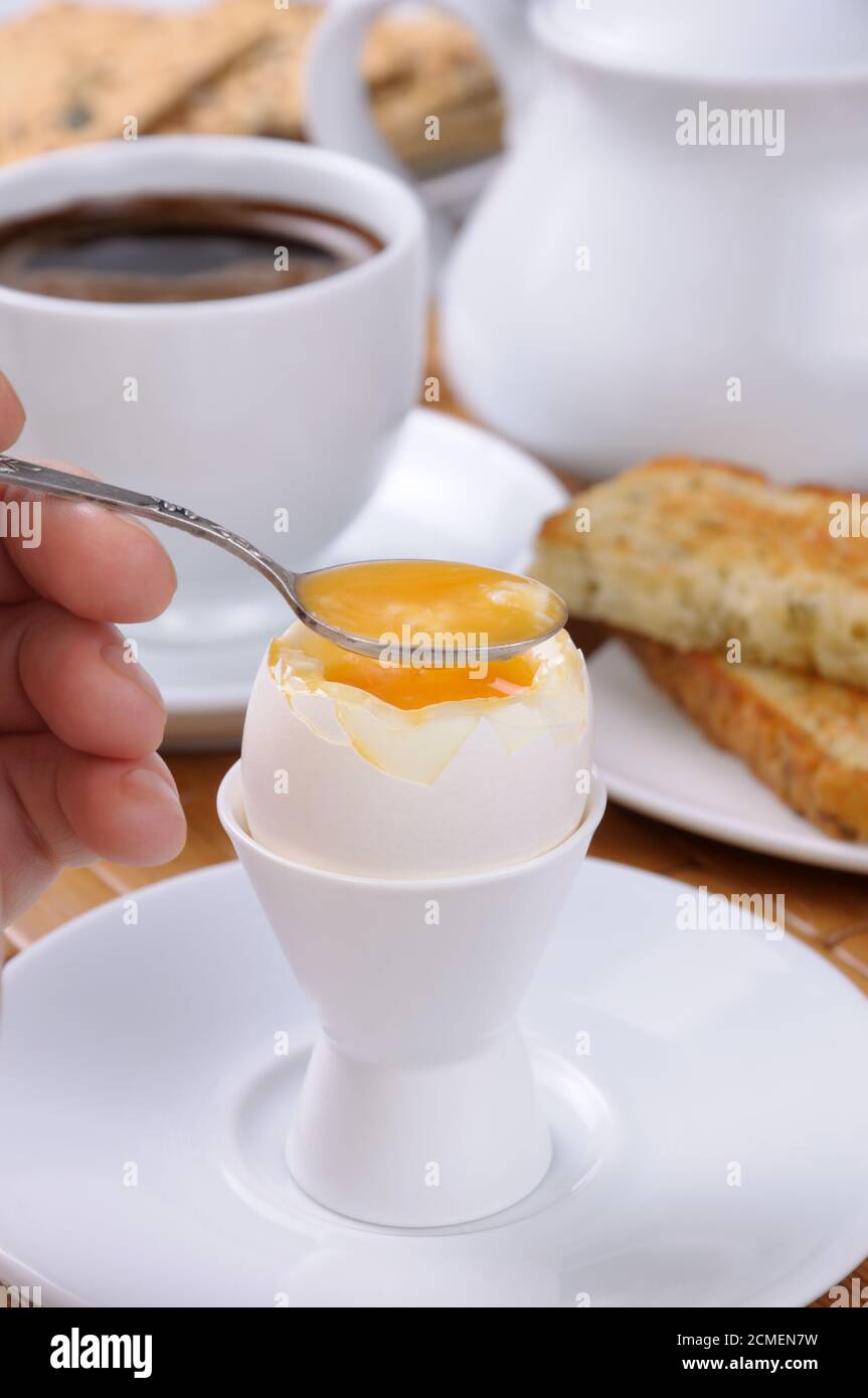 Boiled egg for breakfast Stock Photo - Alamy