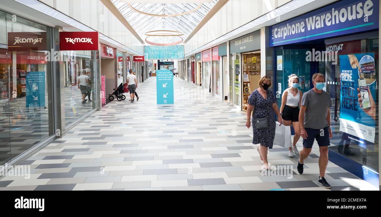 Shoppers in the Atrium shopping centre in Camberley town centre Stock
