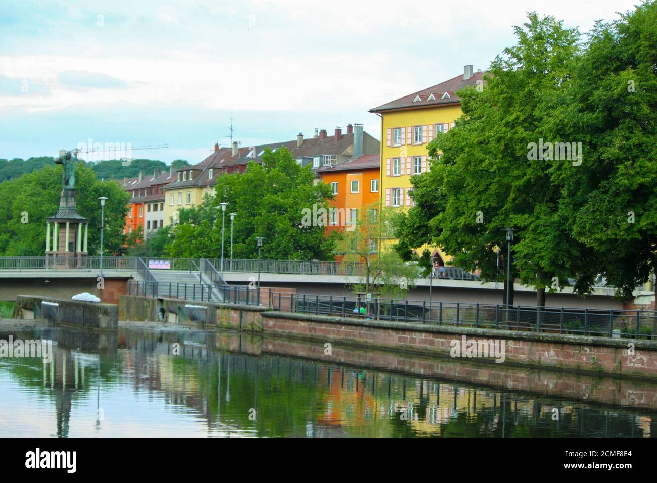 waterreflection of colorful house in the summer, Pforzheim, Germany Stock Photo