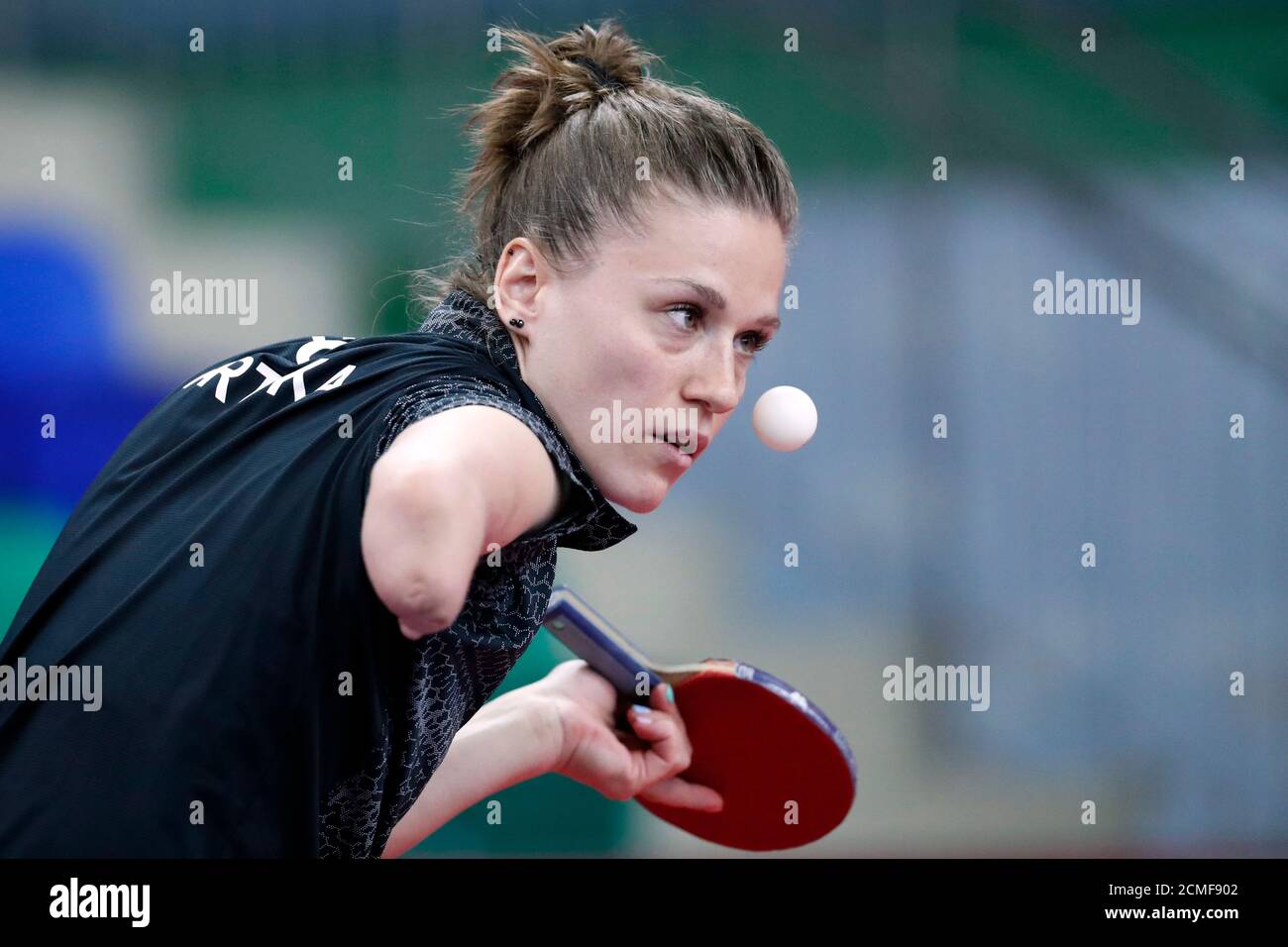 2019 European Games - Table Tennis - Women's Team - Tennis Olympic Centre,  Minsk, Belarus - June 29, 2019. Poland's Natalia Partyka in action during  match three of the bronze medal match