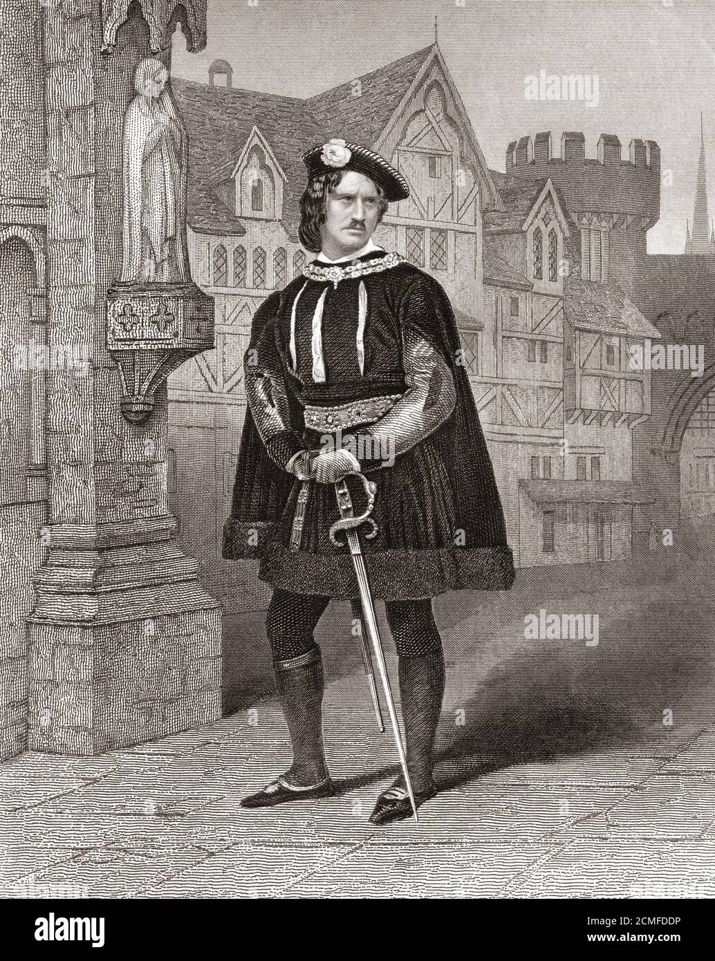Mr. J.W. Wallack in the role of Gloster (Richard, Duke of Gloucester) from the Shakespeare play Richard III.  James William Wallack, c. 1794–1864.  Anglo-American actor and manager. Stock Photo