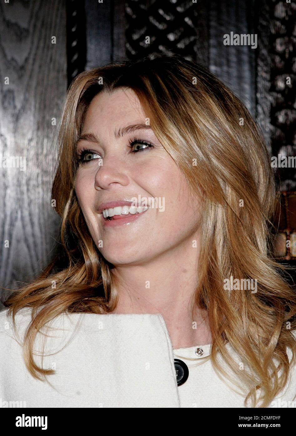 Grey's Anatomy" actress Ellen Pompeo is seen before the start of the Sean  John 2008/2009 fall/winter show at New York Fashion Week February 8, 2008.  REUTERS/Carlo Allegri (UNITED STATES Stock Photo - Alamy