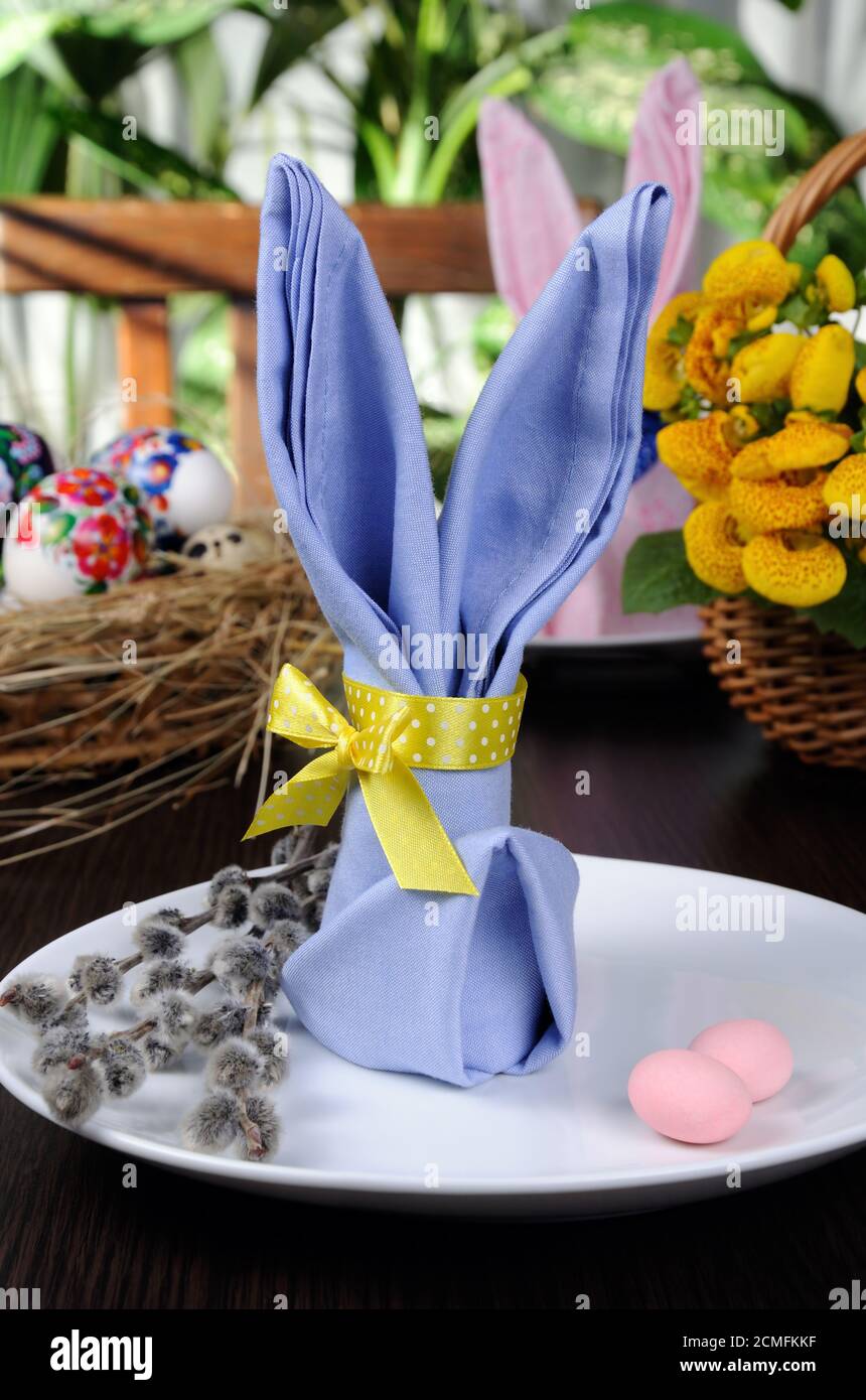 Napkin Easter Bunny Stock Photo Alamy