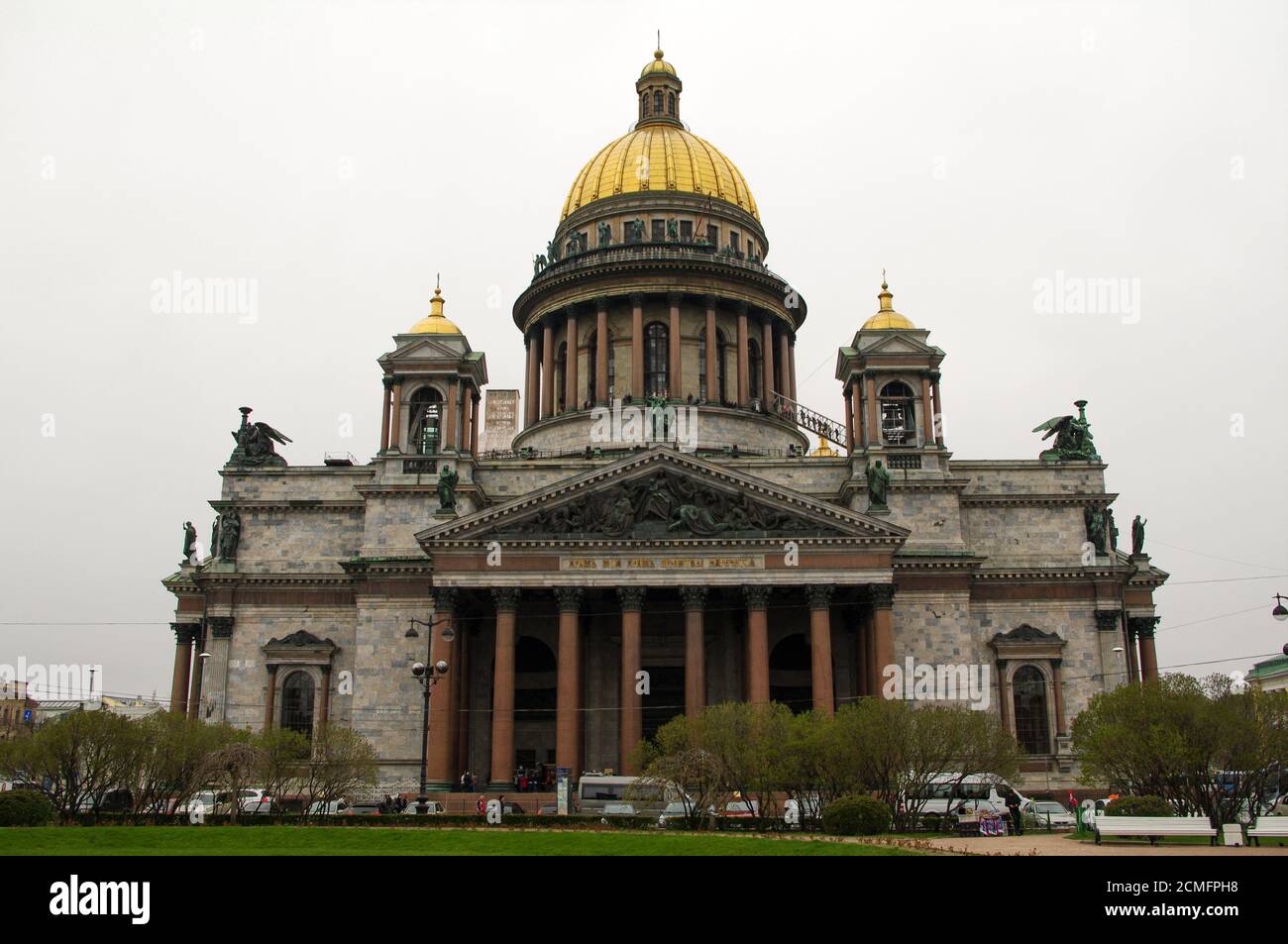 SAINT PETERSBURG, RUSSIA - MAY 01, 2014: View of Isaac's cathedral dome or Isaakievskiy Sobor, archi Stock Photo