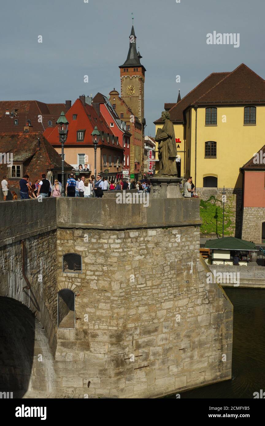 Wurzburg, Germany May 06, 2015 View over the Old Main Bridge Stock