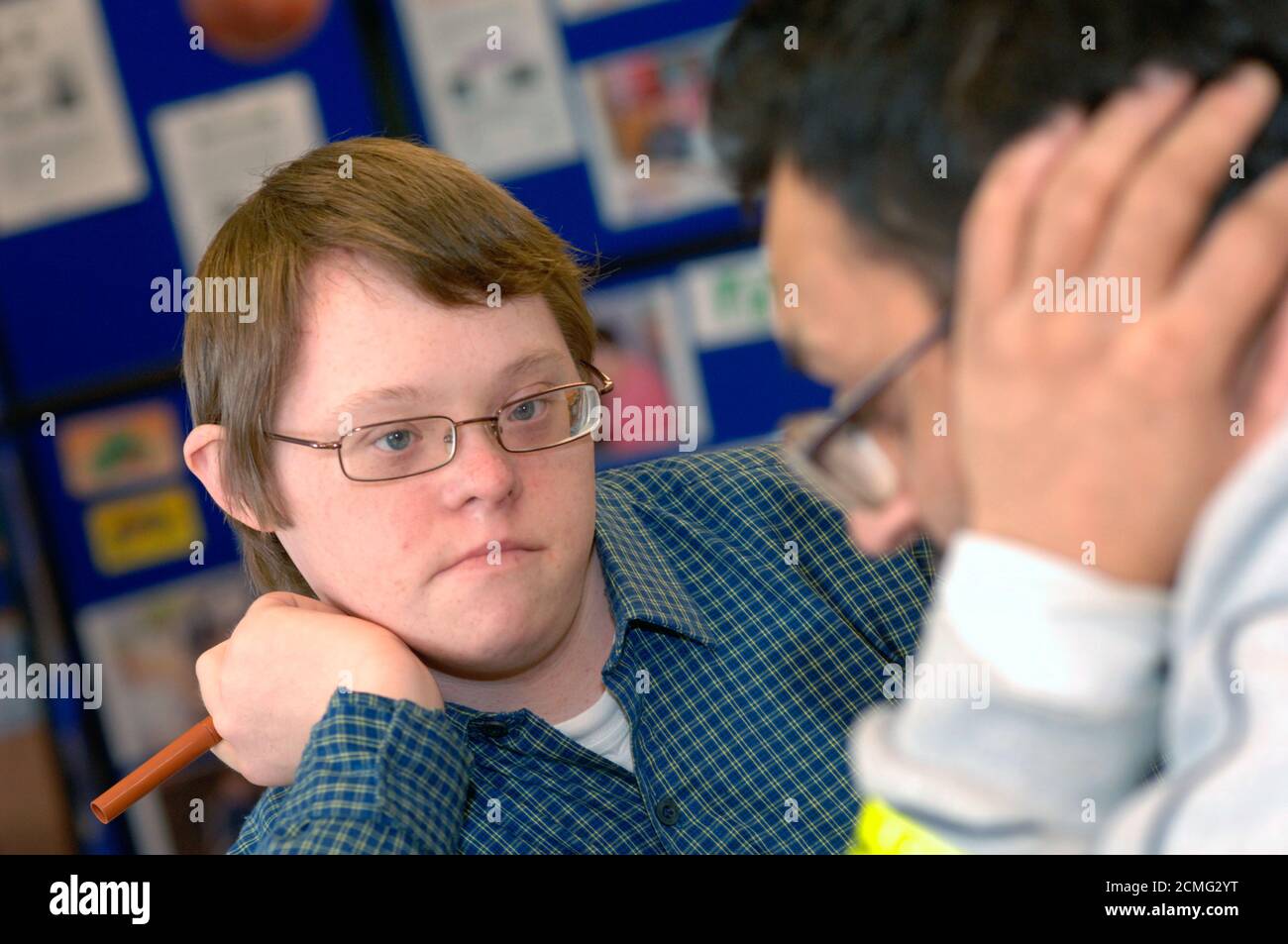 Men with learning disabilities in community centre; Bradford; Yorkshire