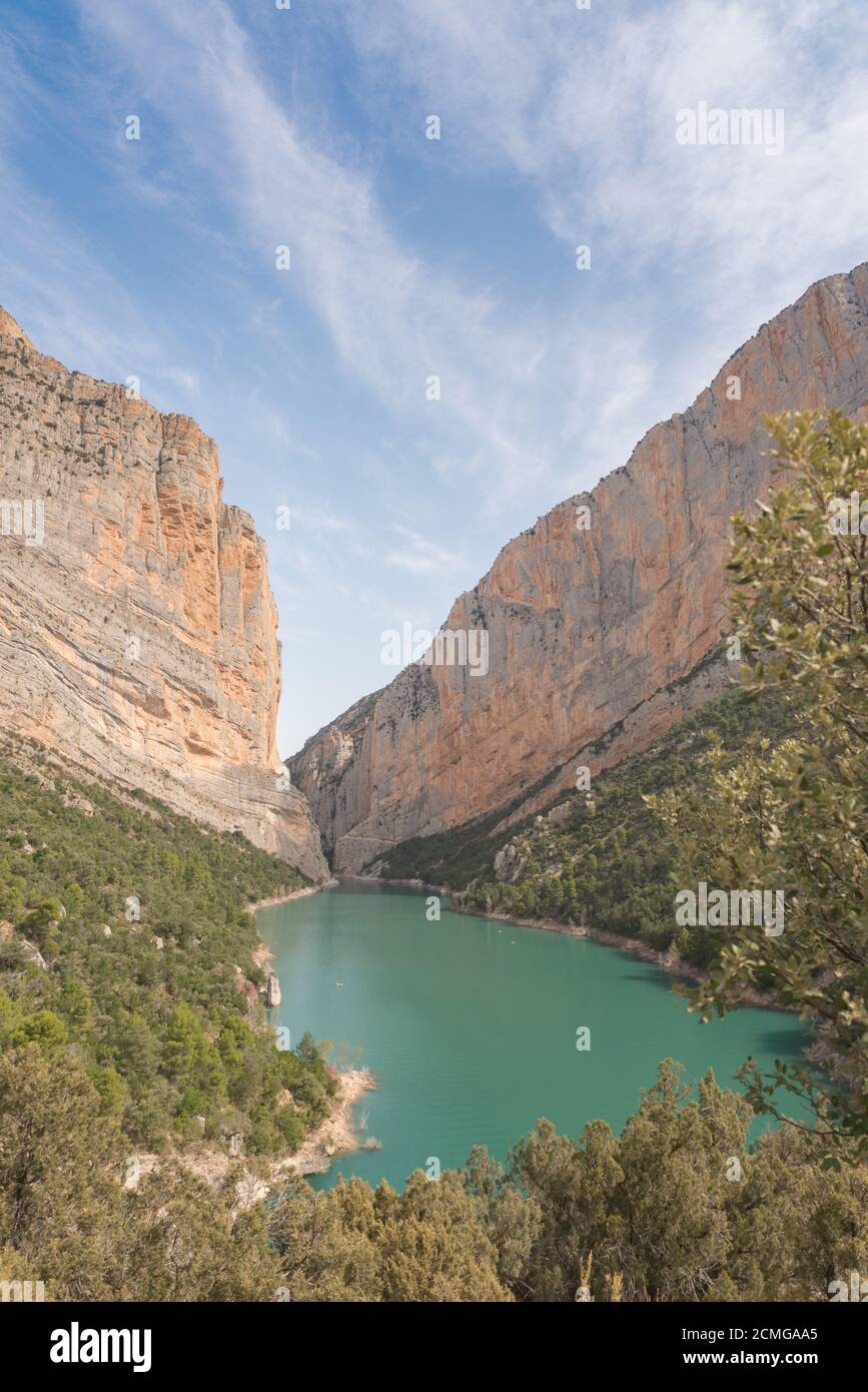 View of the Congost de Mont-rebei gorge in Catalonia, Spain in summer 2020. Stock Photo