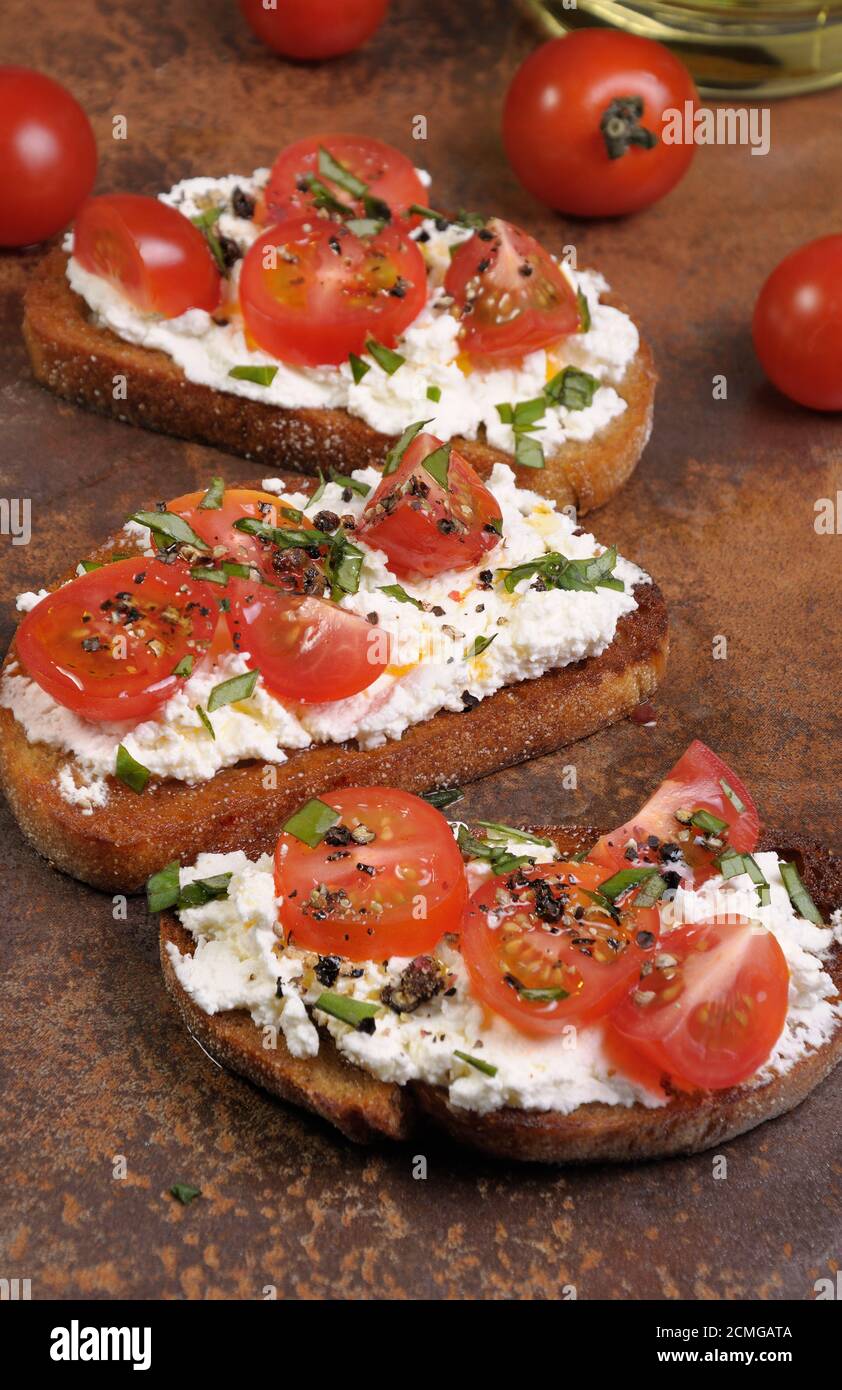 Bruschetta with Ricotta Stock Photo Alamy