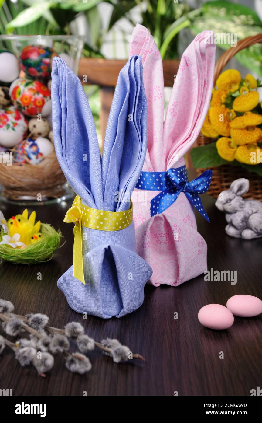 Napkin Easter Bunny Stock Photo Alamy