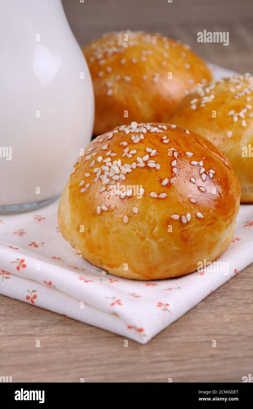 Buns with sesame seeds Stock Photo Alamy