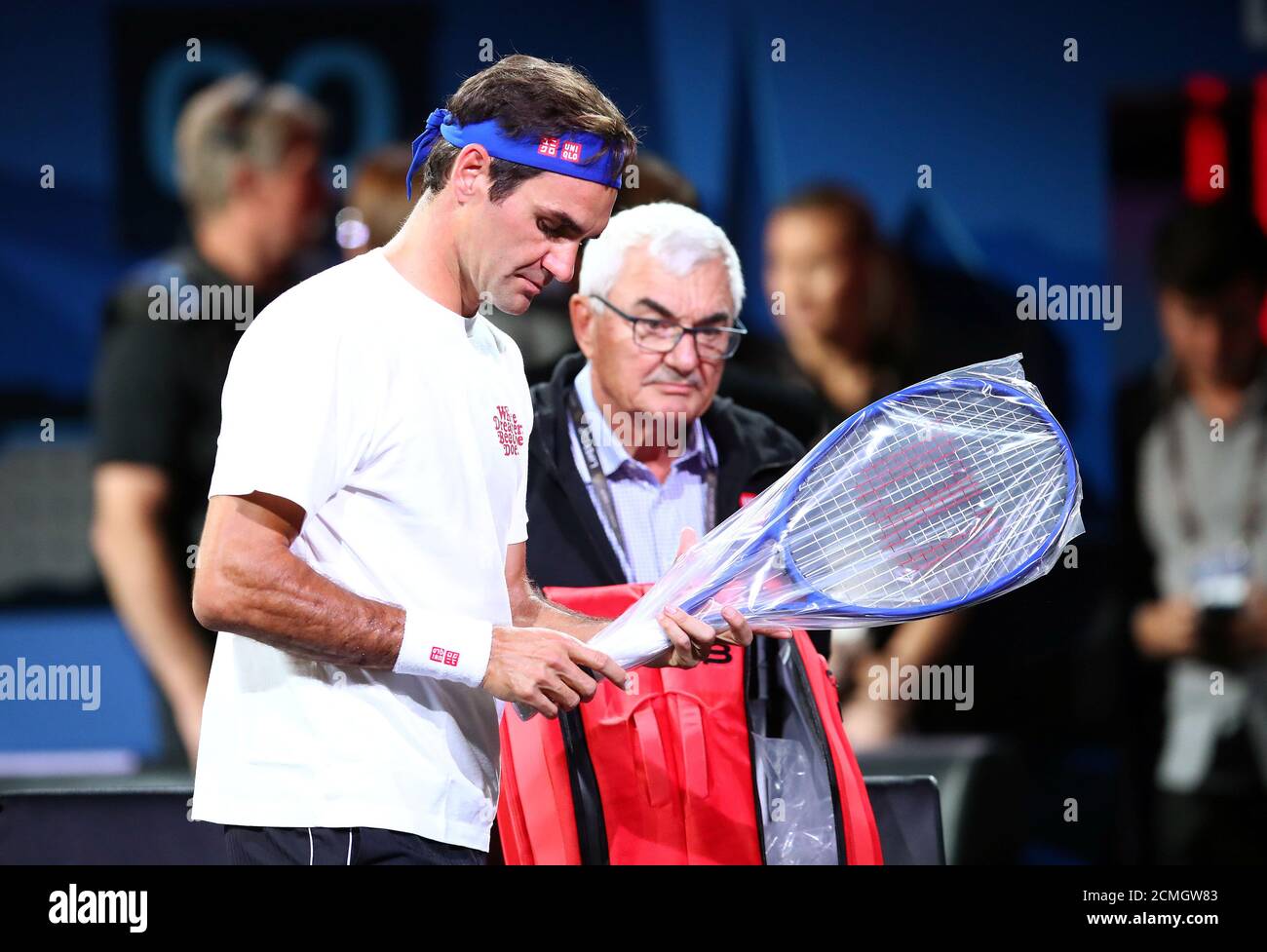 Tennis - Laver Cup Practice - Palexpo, Geneva, Switzerland - September 19,  2019 Team Europe's Roger Federer with his father Robert Federer during a  practice session REUTERS/Denis Balibouse Stock Photo - Alamy
