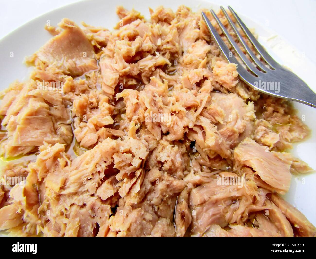 Bowl of Greek Tuna Fish in Olive Oil Stock Photo