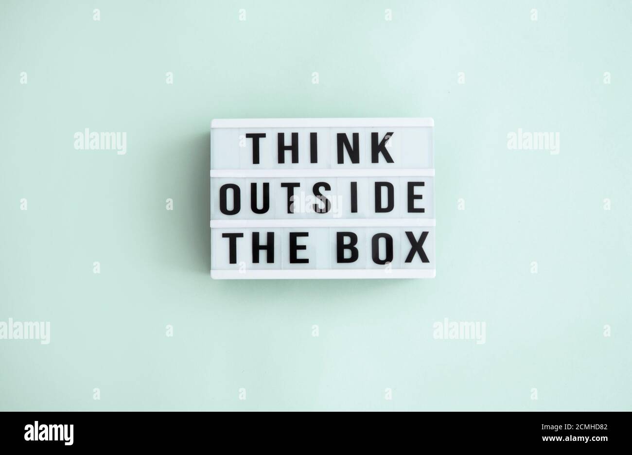 Think outside the box message box Stock Photo